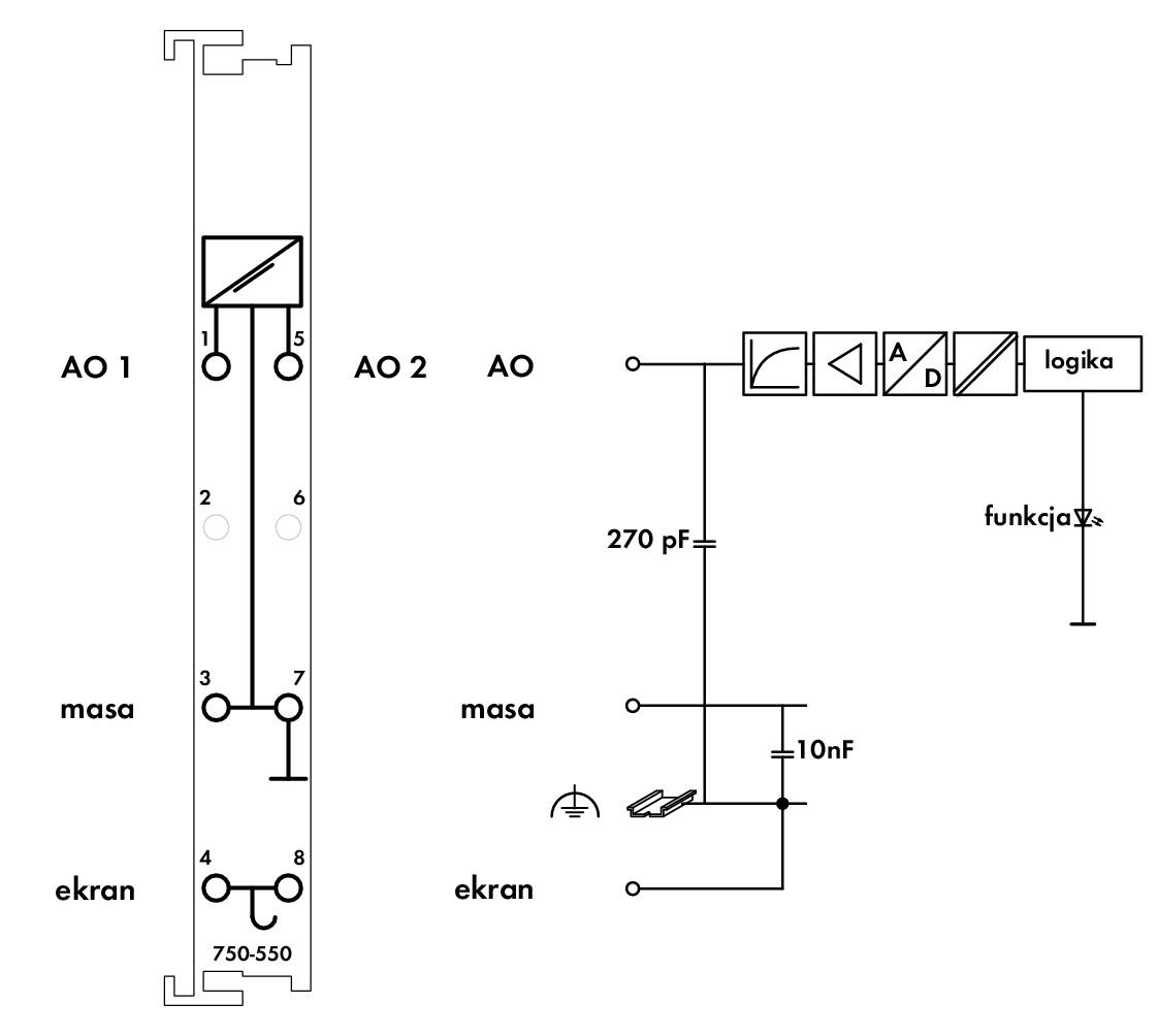 Moduł wyjść analogowych 2-kanałowy; 0 … 10 V DC - zdjęcie 3