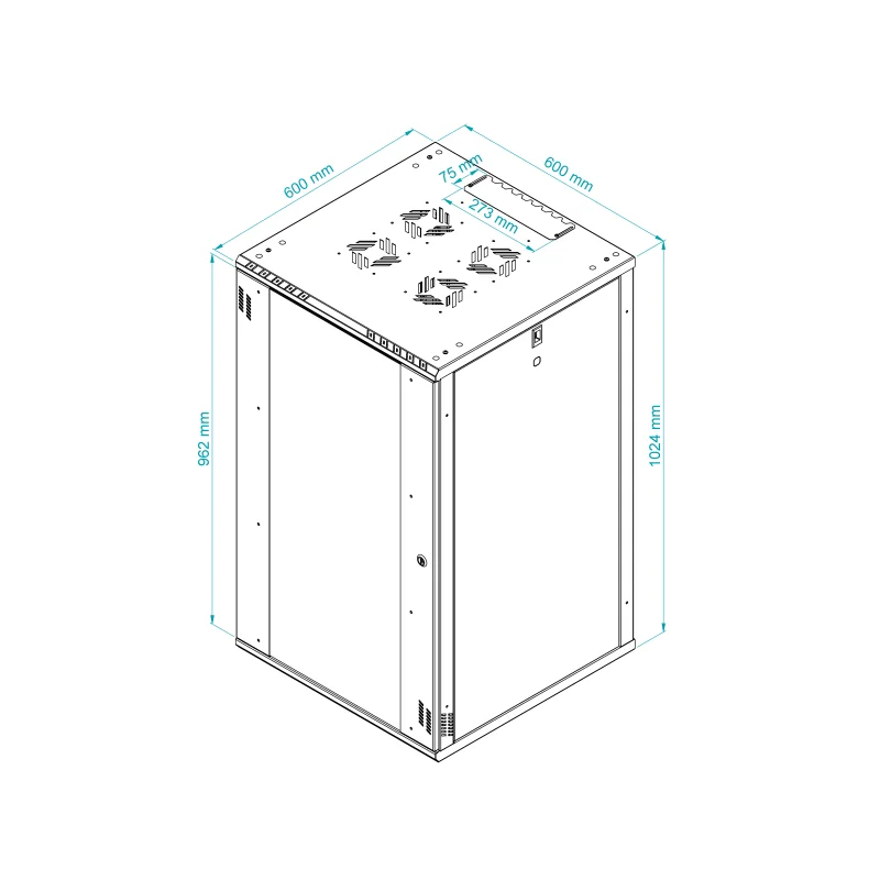 Szafa RACK cabinet 19" 21U 600 mm, glass/black C series gatunek II - zdjęcie 7