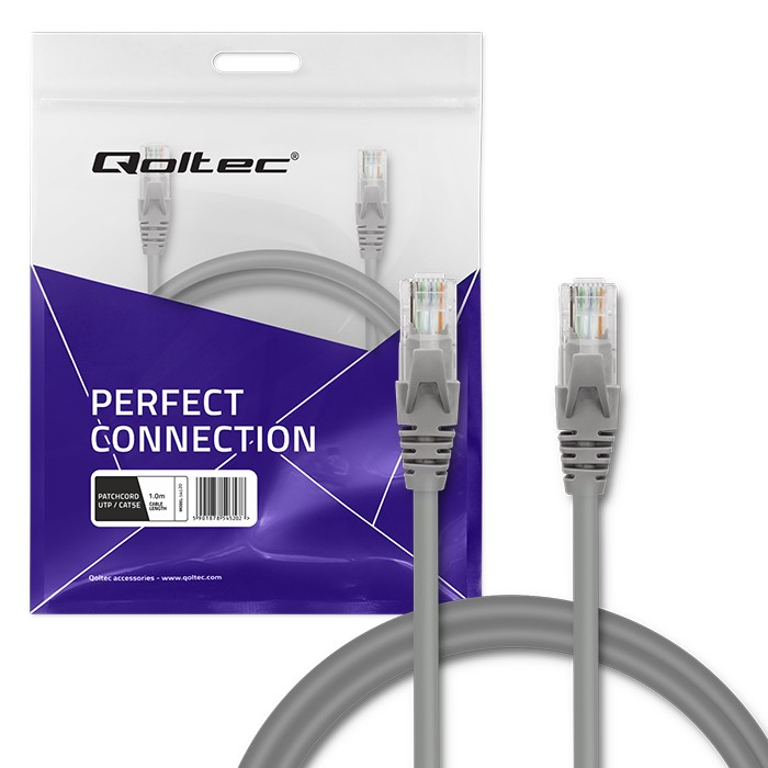 Qoltec Kabel Patchcord UTP | CAT5e | 2 x RJ-45 | 1m | High speed | Gold - zdjęcie 5