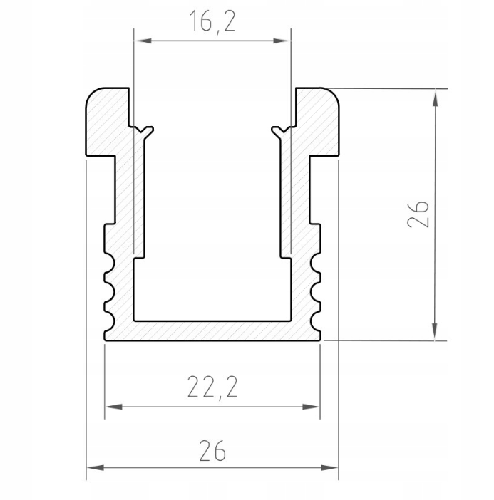 Profil alu najazdowy hermetyk LED TECH-LIGHT P24-1 1m - zdjęcie 2