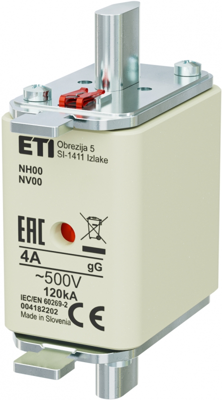 Wkładka bezpiecznikowa NH00 4A gG 500V 004182202 - 3szt