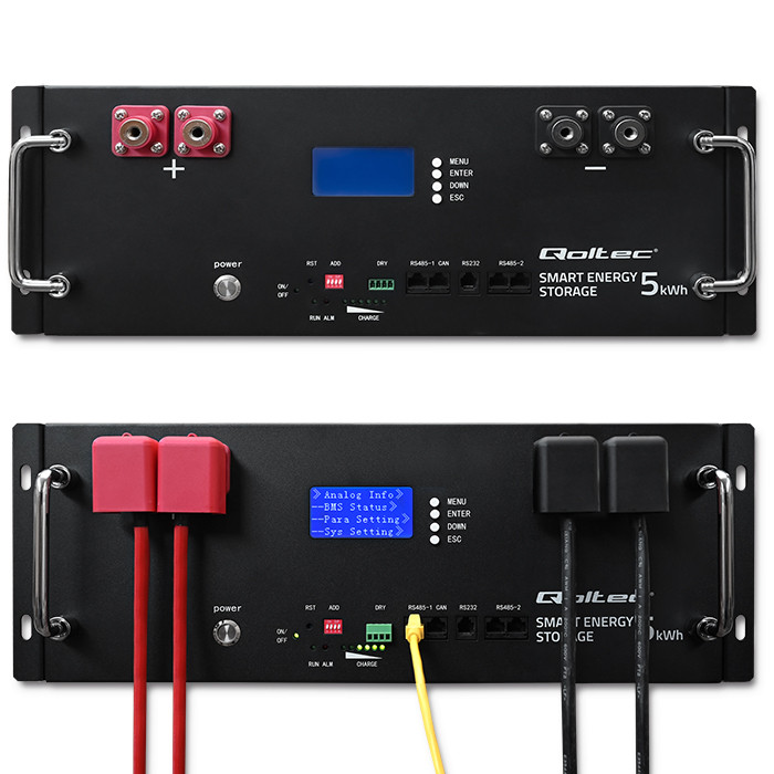 Qoltec Stabilny Magazyn energii LiFePO4 do RACK | 5.12kWh | 51.2V | 100Ah | BMS | LCD - zdjęcie 10