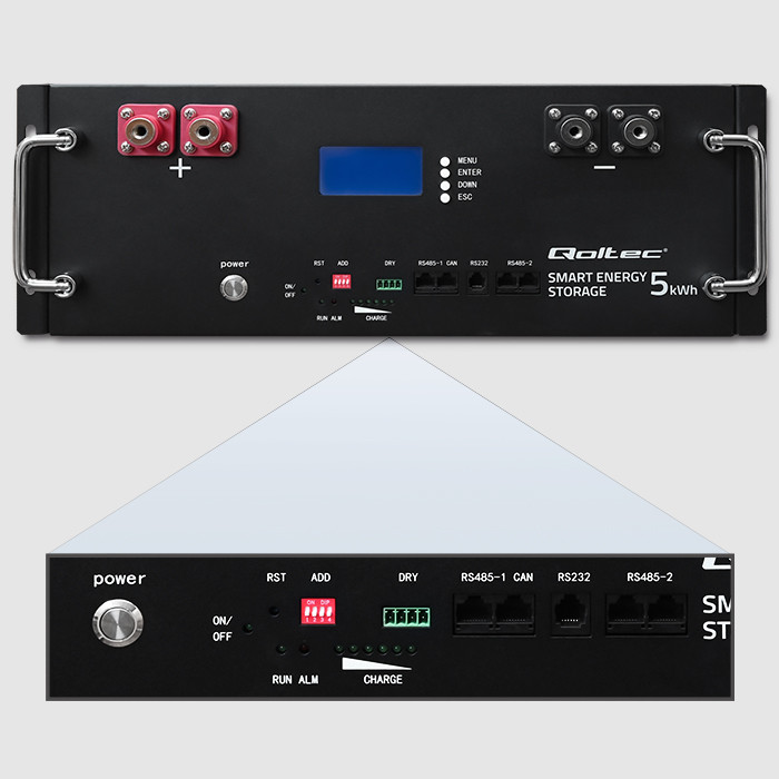 Qoltec Stabilny Magazyn energii LiFePO4 do RACK | 5.12kWh | 51.2V | 100Ah | BMS | LCD - zdjęcie 6