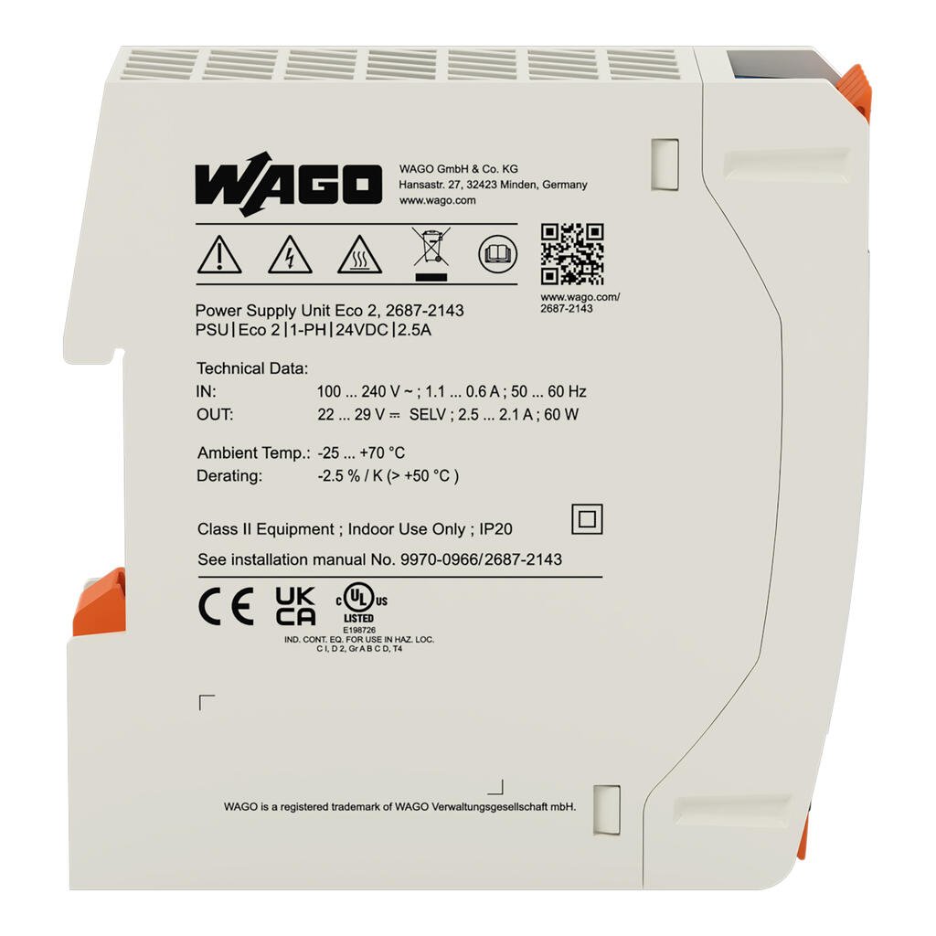 zasilacz; Eco 2; 1-faz.; napięcie wyjściowe 24 V DC; prąd wyjściowy 2,5 A; LED DC OK - zdjęcie 2