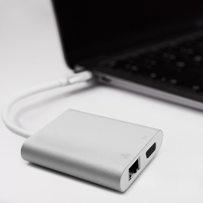 Qoltec Hub Adapter USB-C 3.1 4w1 | USB 3.0 | VGA | RJ45 | USB-C PD 92W - zdjęcie 5