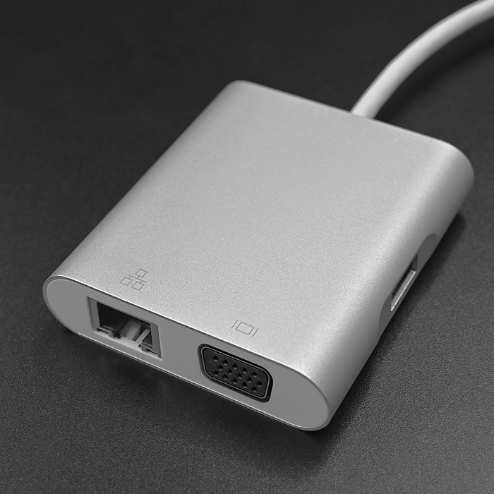 Qoltec Hub Adapter USB-C 3.1 4w1 | USB 3.0 | VGA | RJ45 | USB-C PD 92W - zdjęcie 6