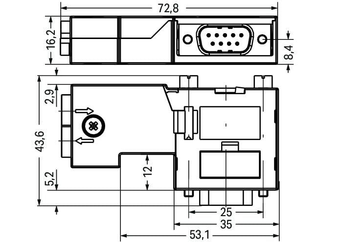 Wtyczka sieci obiektowej PROFIBUS; z wtykiem D-Sub; 9-bieg - zdjęcie 4