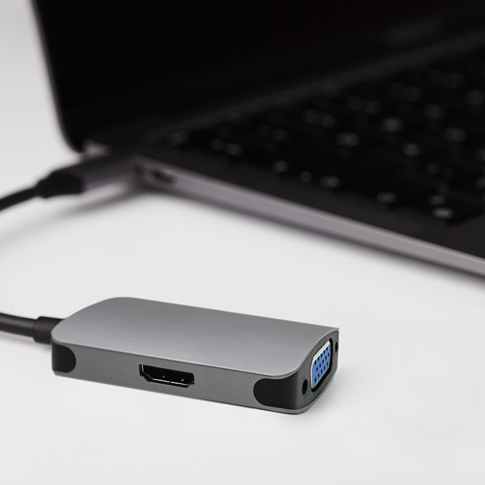 Qoltec Hub Adapter USB-C 3.1 2w1 | HDMI 4K | VGA - zdjęcie 2