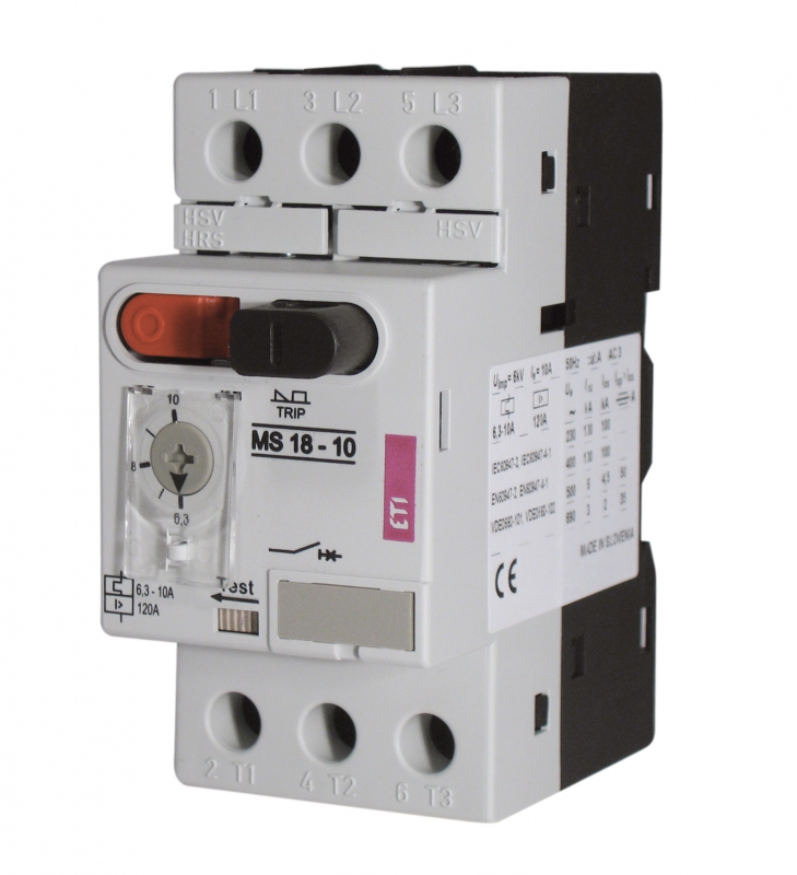 Wyłącznik silnikowy 3P 0,03kW 0,1‑0,16A MS18