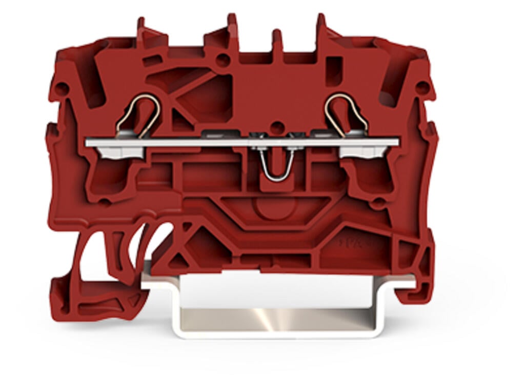 złączka przelotowa 2-przewodowa; 2,5 mm²; do zastosowań Ex e II; opis z boku i na środku; na szynę TS 35 x 15 i 35 x 7,5; Push-in CAGE CLAMP®; 2,50 mm²; czerwony - zdjęcie 1