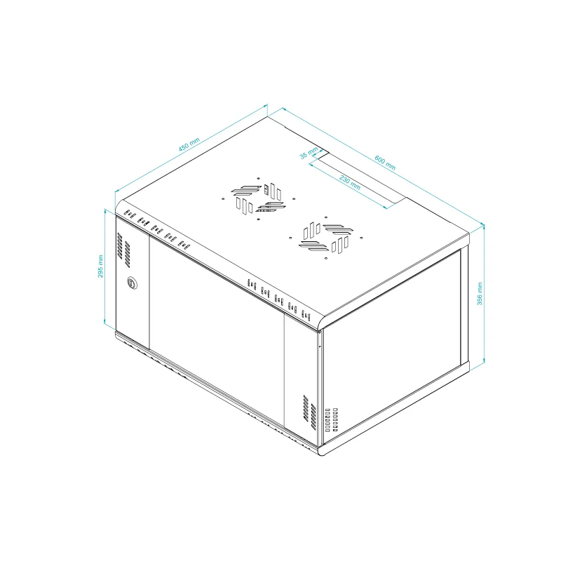 Szafa RACK 19" 6U 450 wisząca Professional szkło czarna - zdjęcie 11