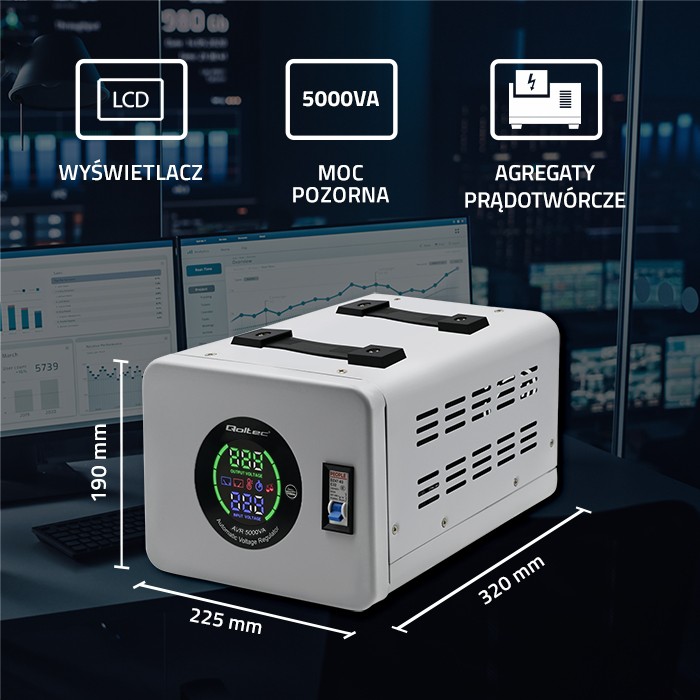 Qoltec Automatyczny stabilizator napięcia AVR 5000VA - zdjęcie 4