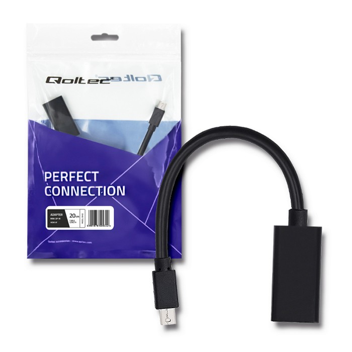 Qoltec Mini DisplayPort v1.1 męski | HDMI A żeński | 4K | 0.2m - zdjęcie 2