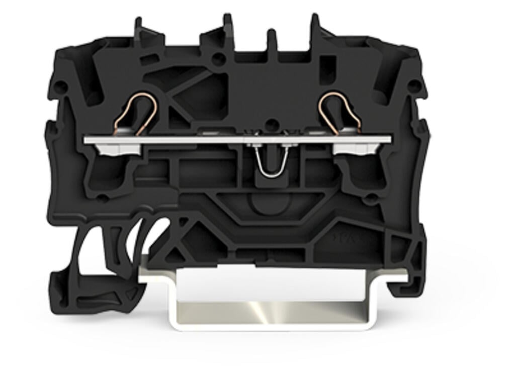 złączka przelotowa 2-przewodowa; 2,5 mm²; do zastosowań Ex e II; opis z boku i na środku; na szynę TS 35 x 15 i 35 x 7,5; Push-in CAGE CLAMP®; 2,50 mm²; czarny - zdjęcie 1
