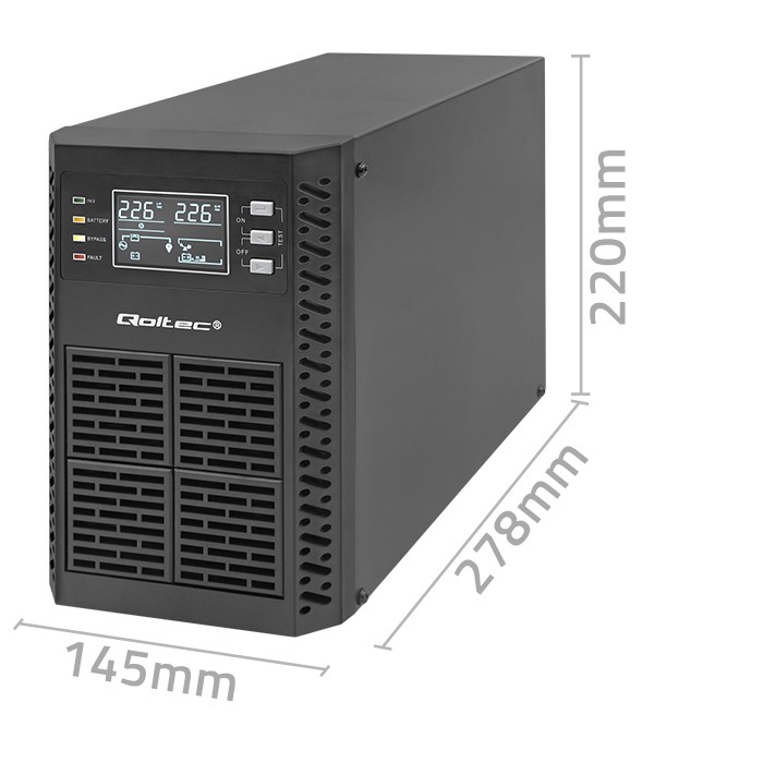 Qoltec Zasilacz awaryjny UPS | 1kVA | 1000W | Power Factor 1.0 | LCD | EPO | USB | On-line - zdjęcie 10
