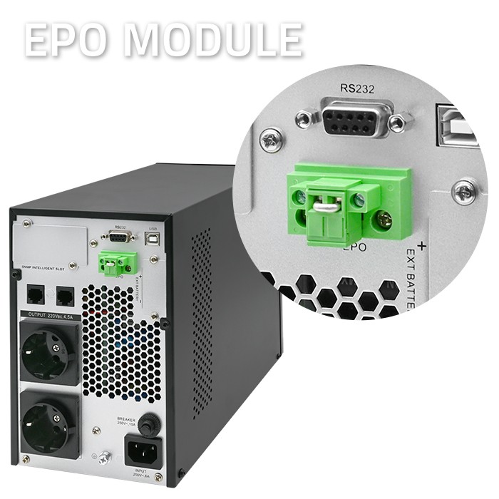 Qoltec Zasilacz awaryjny UPS | 1kVA | 1000W | Power Factor 1.0 | LCD | EPO | USB | On-line - zdjęcie 4