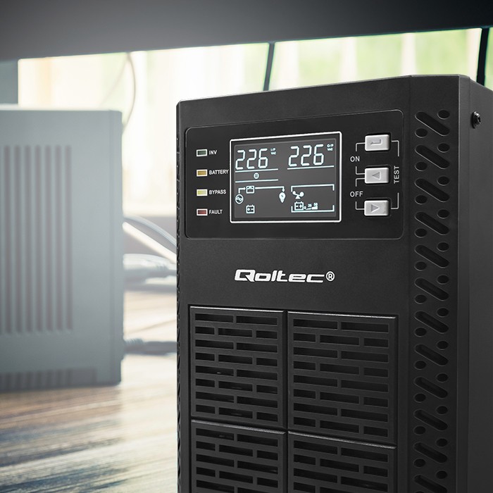 Qoltec Zasilacz awaryjny UPS | 1kVA | 1000W | Power Factor 1.0 | LCD | EPO | USB | On-line - zdjęcie 8