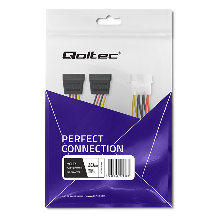 Qoltec Kabel adapter POWER MOLEX | 2xSATA | 0.2m - zdjęcie 6