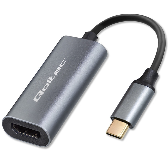 Qoltec Adapter Aluminiowa Przejściówka USB-C 3.1 MHL na HDMI 4K | 60Hz | 32AWG do Laptop Smartfon - zdjęcie 1