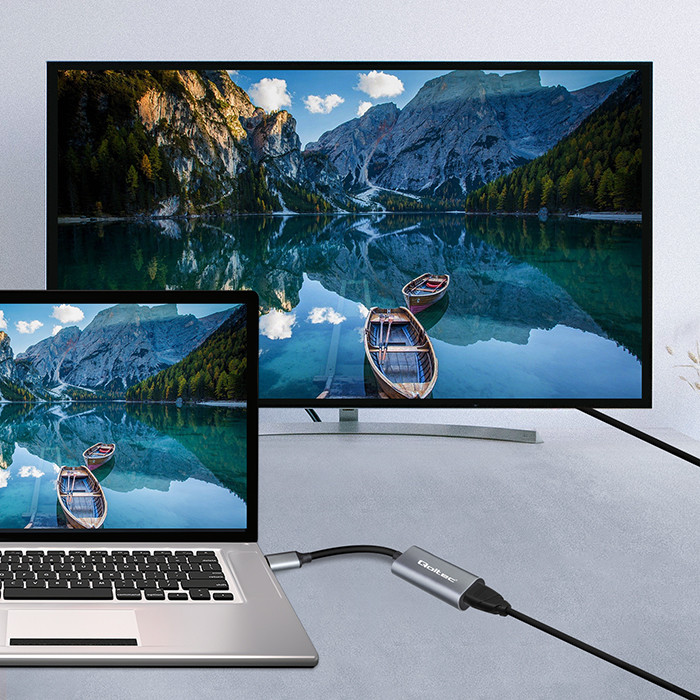 Qoltec Adapter Aluminiowa Przejściówka USB-C 3.1 MHL na HDMI 4K | 60Hz | 32AWG do Laptop Smartfon - zdjęcie 2