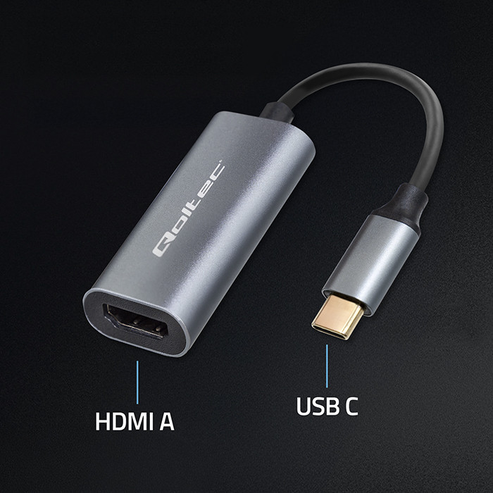 Qoltec Adapter Aluminiowa Przejściówka USB-C 3.1 MHL na HDMI 4K | 60Hz | 32AWG do Laptop Smartfon - zdjęcie 5
