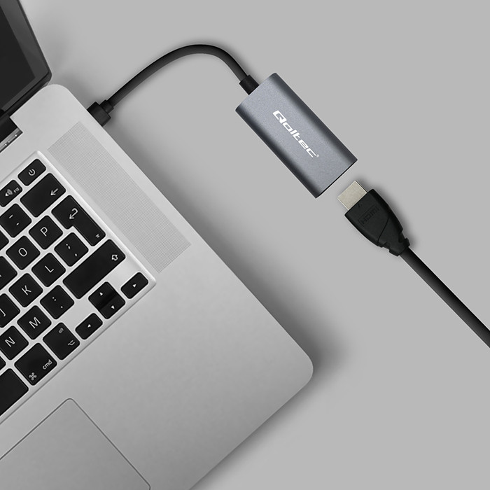 Qoltec Adapter Aluminiowa Przejściówka USB-C 3.1 MHL na HDMI 4K | 60Hz | 32AWG do Laptop Smartfon - zdjęcie 6