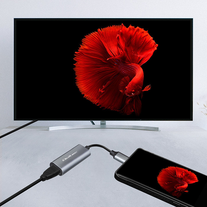 Qoltec Adapter Aluminiowa Przejściówka USB-C 3.1 MHL na HDMI 4K | 60Hz | 32AWG do Laptop Smartfon - zdjęcie 8