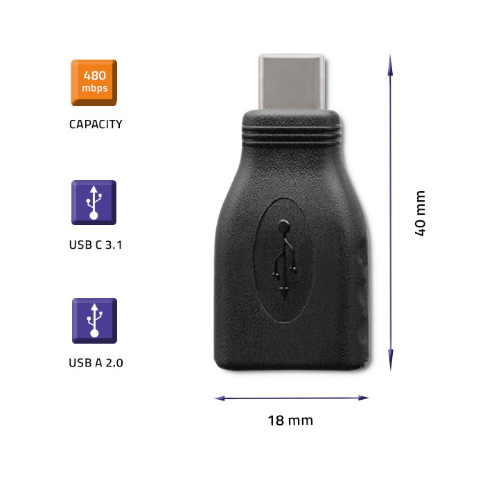 Qoltec Adapter przejściówka USB-C 3.1 | USB 2.0 - zdjęcie 4