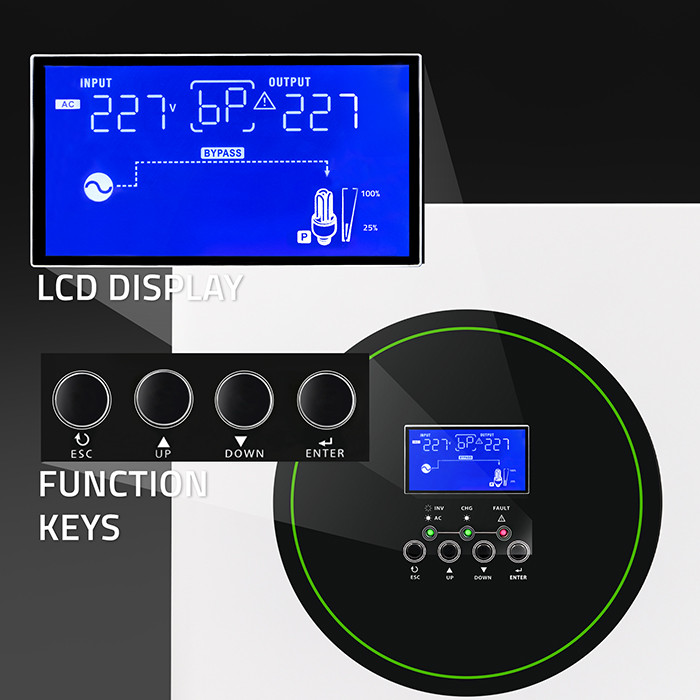 Qoltec Modularny Hybrydowy inwerter solarny Off-Grid 6200W | 120A | 48V | MPPT | do 12 jednostek | BMS | Sinus | opcja Wi-Fi | Power Factor 1.0 - zdjęcie 4
