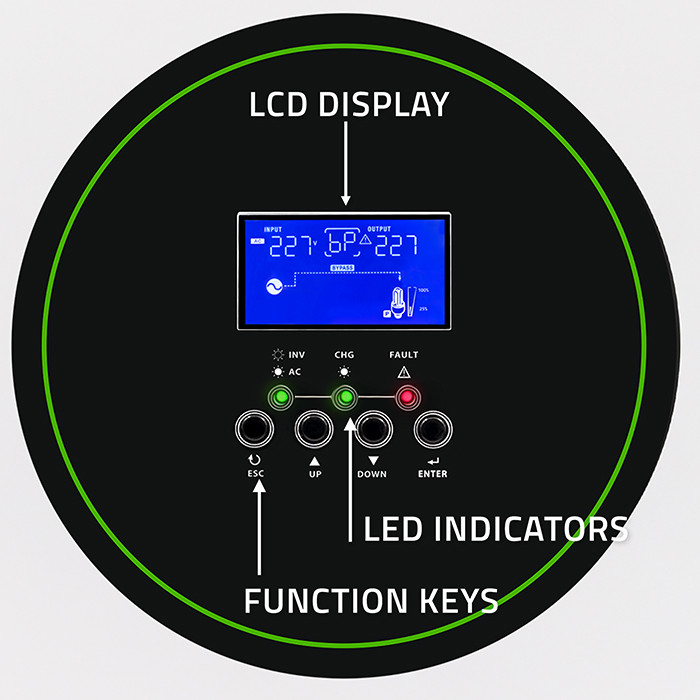 Qoltec Modularny Hybrydowy inwerter solarny Off-Grid 6200W | 120A | 48V | MPPT | do 12 jednostek | BMS | Sinus | opcja Wi-Fi | Power Factor 1.0 - zdjęcie 6