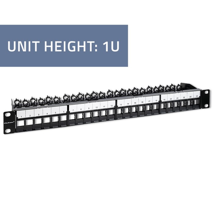 Qoltec Solidny stalowy Patch panel do szaf RACK 19'' | 24 porty | 1U | UTP | Czarny - zdjęcie 4