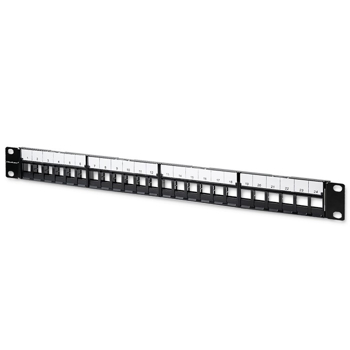 Qoltec Solidny stalowy Patch panel do szaf RACK 19'' | 24 porty | 1U | UTP | Czarny - zdjęcie 6