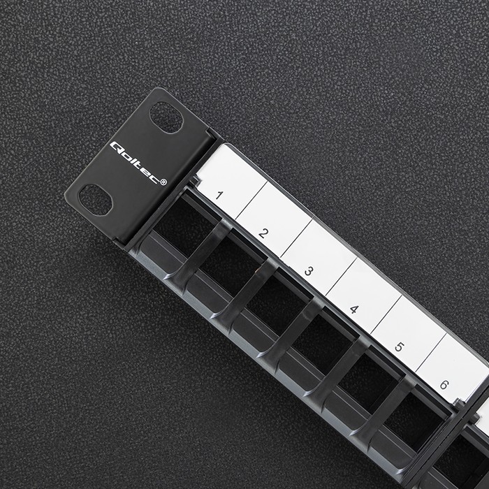 Qoltec Solidny stalowy Patch panel do szaf RACK 19'' | 24 porty | 1U | UTP | Czarny - zdjęcie 7