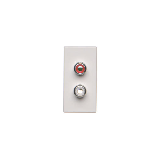 Płytka, K45, złącza 2× RCA (CINCH), 45×22,5mm, czysta biel
