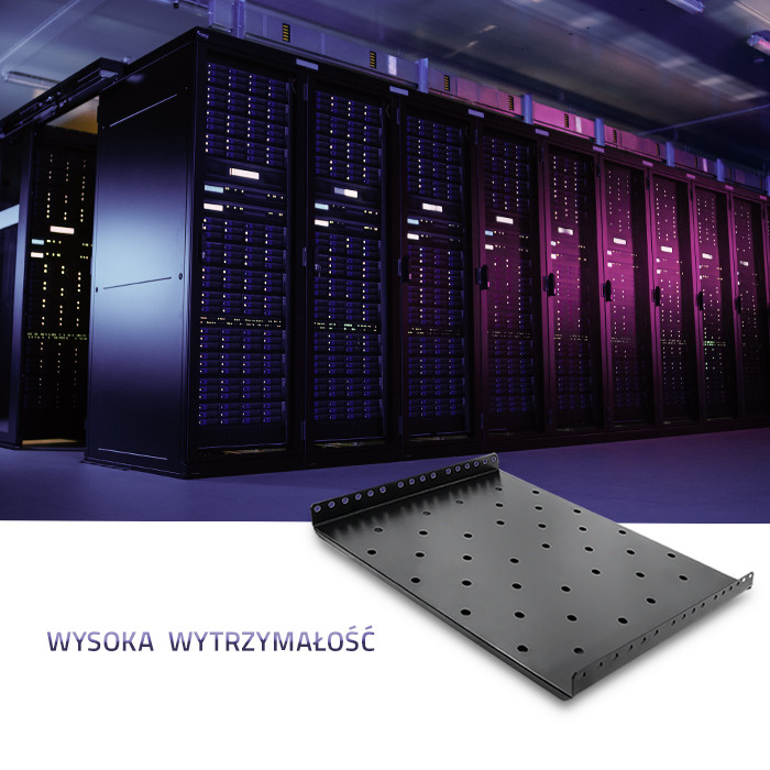 Qoltec Półka do szafy RACK stała | 490*433 - zdjęcie 2