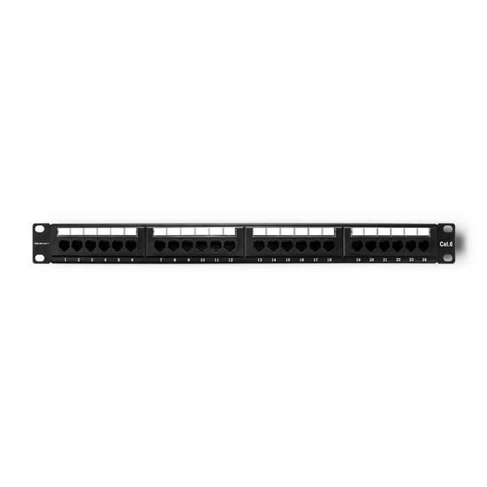 Qoltec Patch panel RACK | 24 porty | kat.6 UTP | Czarny - zdjęcie 1