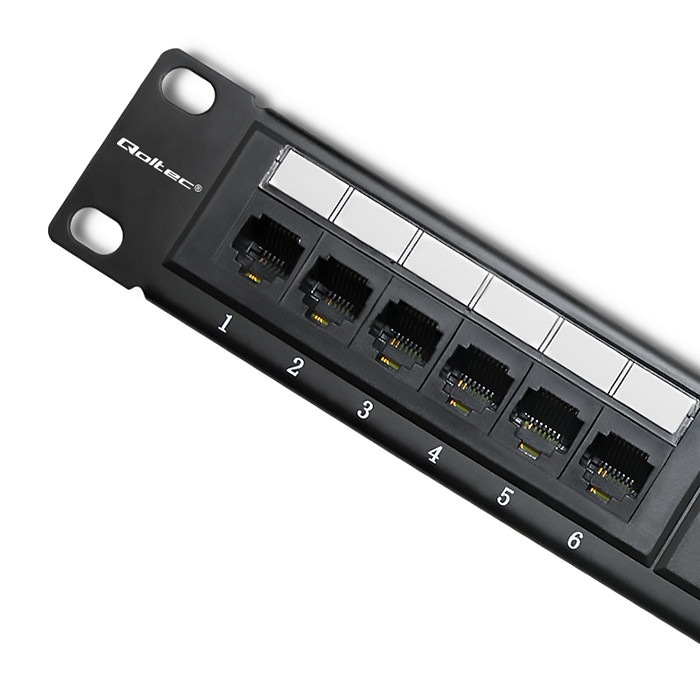 Qoltec Patch panel RACK | 24 porty | kat.6 UTP | Czarny - zdjęcie 2