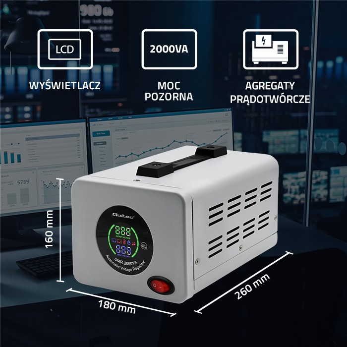 Qoltec Automatyczny stabilizator napięcia AVR PRO 2000VA 3% - zdjęcie 4