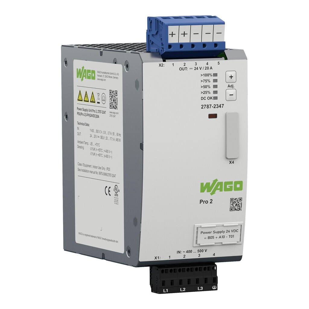 zasilacz; Pro 2; 3-fazowy; napięcie wyjściowe 24 V DC; prąd wyjściowy 20 A; TopBoost + PowerBoost; z możliwością komunikacji - zdjęcie 1