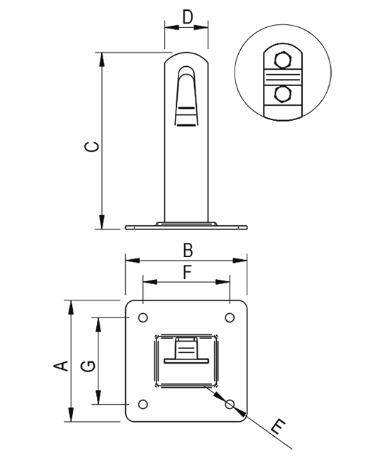Uchwyt dachowy zaciskany z płytką L‑150mm fi 6‑8mm 15.1 OC /91500101/ - zdjęcie 2