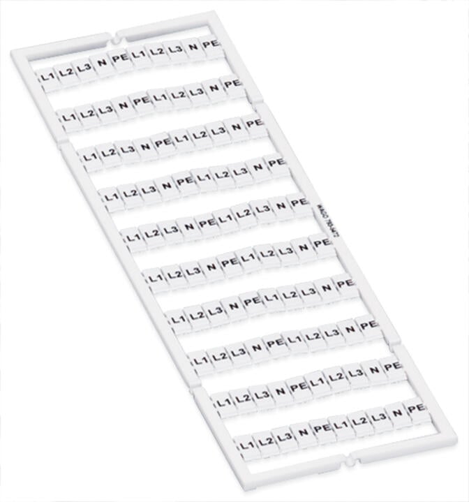 mata oznacznikowa WMB; jako karta; z nadrukiem; L1, L2, L3, N, PE, L1, L2, L3, N, PE (10x)
