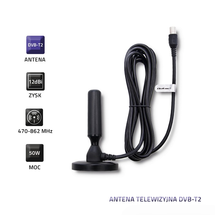 Qoltec Antena telewizyjna DVB-T2 - zdjęcie 3