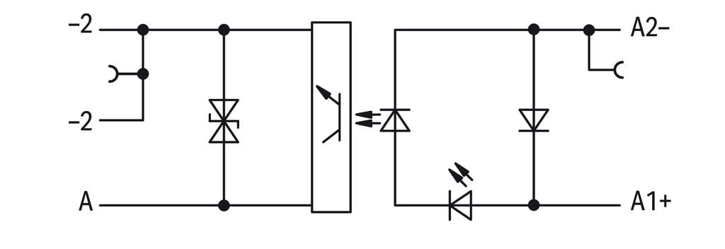 optoseparator; znamionowe napięcie wejściowe 24 V DC; zakres napięcia wyjściowego 3 … 30 V DC; maksymalny prąd długotrwały 0,1 A; podłączanie 2-przewodowe; kolejnictwo; częstotliwość 10 kHz; sygnalizacja statusu czerwony; szerokość 6 mm; szary - zdjęcie 2