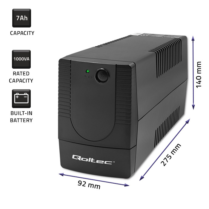 Qoltec Zasilacz awaryjny UPS Line Interactive | Monolith | 1000VA | 600W - zdjęcie 3