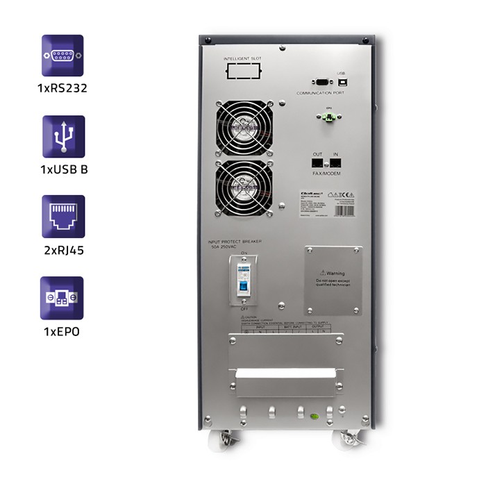 Qoltec Zasilacz awaryjny UPS On-line | Pure Sine Wave | 10kVA | 8kW | LCD | USB - zdjęcie 5