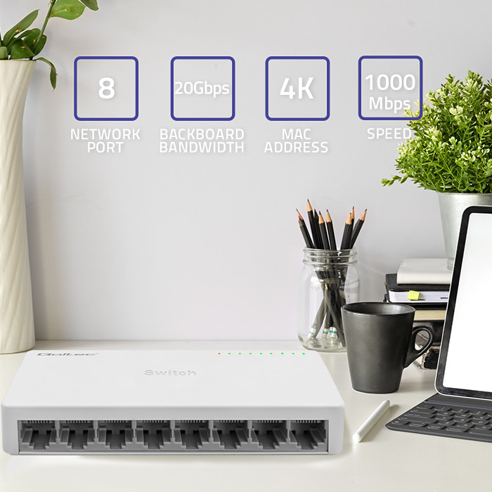 Qoltec SWITCH Przełącznik sieciowy 8 x port RJ45 | 1000Mbps | Fast Ethernet | LAN - zdjęcie 2