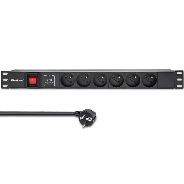Qoltec Aluminiowa Listwa zasilająca PDU do RACK 19'' | 1U | 16A | 6xFRENCH | 1.8m - zdjęcie 10
