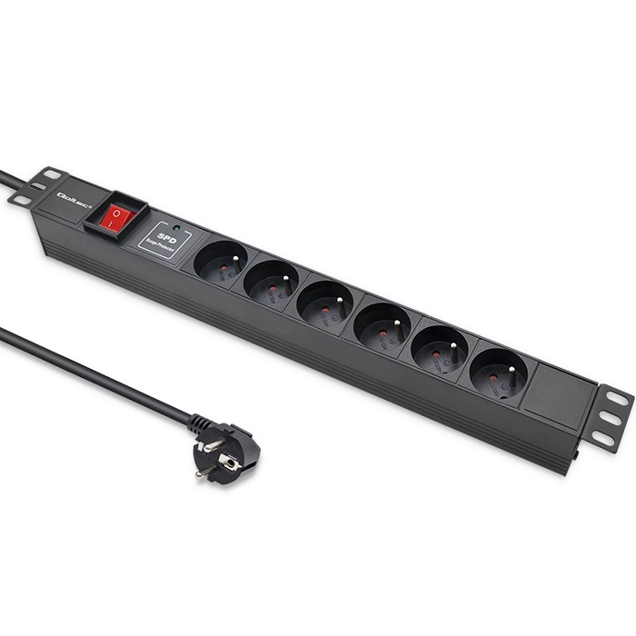 Qoltec Aluminiowa Listwa zasilająca PDU do RACK 19'' | 1U | 16A | 6xFRENCH | 1.8m - zdjęcie 11