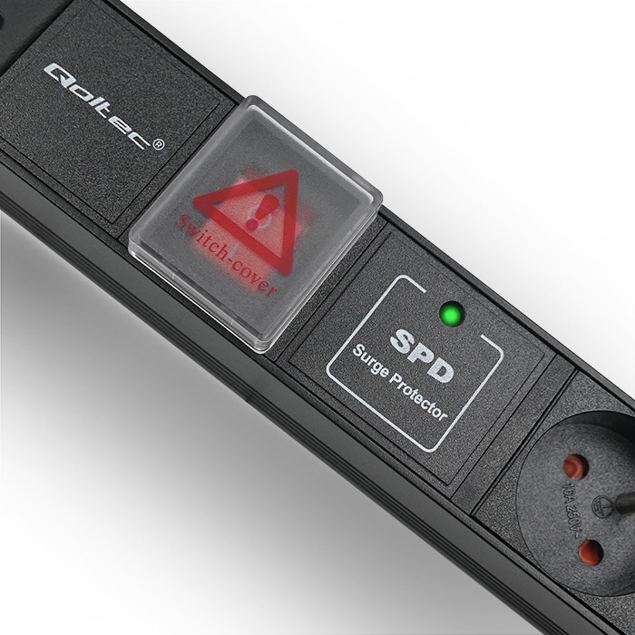 Qoltec Aluminiowa Listwa zasilająca PDU do RACK 19'' | 1U | 16A | 6xFRENCH | 1.8m - zdjęcie 12