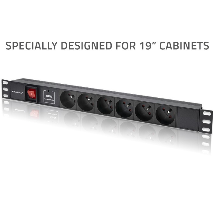 Qoltec Aluminiowa Listwa zasilająca PDU do RACK 19'' | 1U | 16A | 6xFRENCH | 1.8m - zdjęcie 2